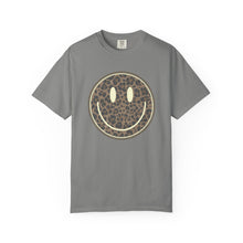 Load image into Gallery viewer, Leopard Print Smiley T-Shirt - Unisex Garment-Dyed Tee for Everyday Vibes