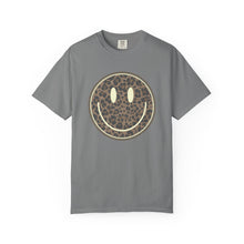 Load image into Gallery viewer, Leopard Print Smiley T-Shirt - Unisex Garment-Dyed Tee for Everyday Vibes