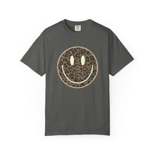 Load image into Gallery viewer, Leopard Print Smiley T-Shirt - Unisex Garment-Dyed Tee for Everyday Vibes