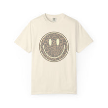 Load image into Gallery viewer, Leopard Print Smiley T-Shirt - Unisex Garment-Dyed Tee for Everyday Vibes