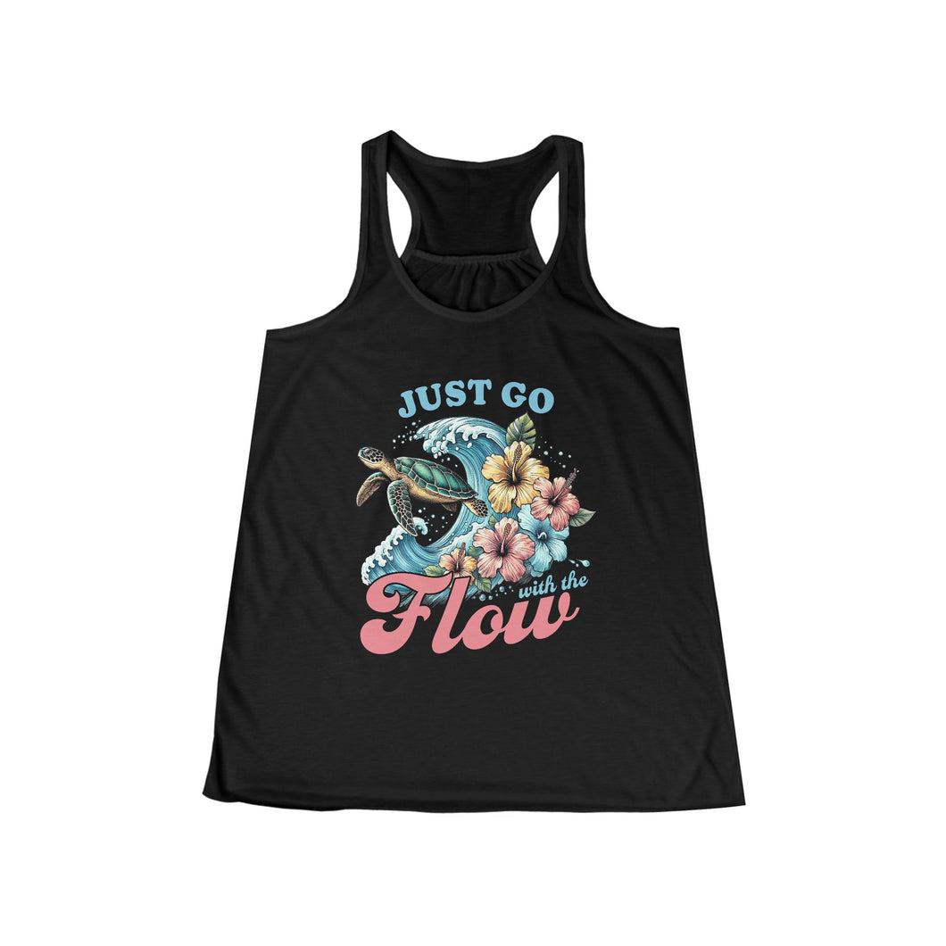 Women's Flowy Racerback Tank - Just Go with the Flow Tropical Design